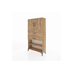 Arges Dolap 3 Raflı 2 Çekmeceli 2 Kapaklı 88x30x163 Çam-çam