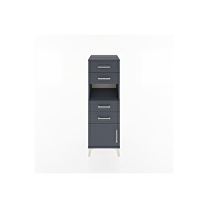 Hyperion Dolap Tek Raflı 4 Çekmeceli Tek Kapaklı 44x44x134 Antrasit-antrasit