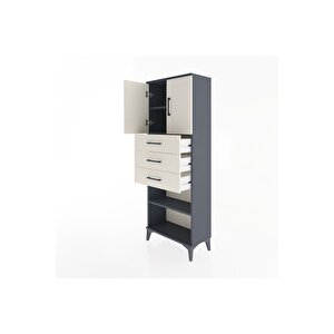 Arges Dolap 3 Raflı 3 Çekmeceli 2 Kapaklı 60x30x163 Antrasit-aytaşı