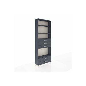 Arges Dolap 4 Raflı 5 Çekmeceli 88x30x243 Antrasit-antrasit
