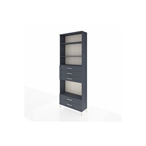Arges Dolap 4 Raflı 5 Çekmeceli 88x30x243 Antrasit-antrasit