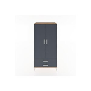 Hyperion Dolap 4 Raflı 2 Çekmeceli 2 Kapaklı 88x44x182 Çam-antrasit