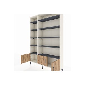 Arges Dolap 10 Raflı 3 Kapaklı 132x30x195 Aytaşı-çam/antrasit