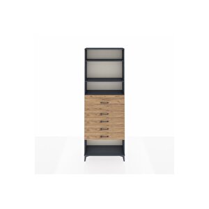 Arges Dolap 3 Raflı 5 Çekmeceli 88x30x243 Antrasit-çam