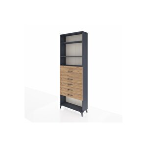 Arges Dolap 3 Raflı 5 Çekmeceli 88x30x243 Antrasit-çam