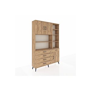 Arges Gardrop 9 Raflı 5 Çekmeceli 3 Kapaklı 132x30x195 Çam-çam