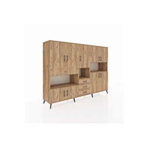 Hyperion Dolap 13 Raflı 3 Çekmeceli 9 Kapaklı 220x44x163 Çam-çam