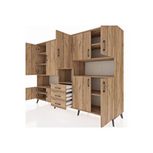 Hyperion Dolap 13 Raflı 3 Çekmeceli 9 Kapaklı 220x44x163 Çam-çam