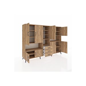 Hyperion Dolap 13 Raflı 3 Çekmeceli 9 Kapaklı 220x44x163 Çam-çam