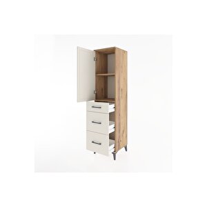 Hyperion Dolap 2 Raflı 3 Çekmeceli Tek Kapaklı 44x44x182 Çam-aytaşı