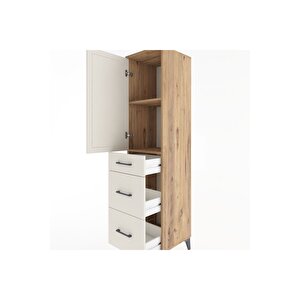 Hyperion Dolap 2 Raflı 3 Çekmeceli Tek Kapaklı 44x44x182 Çam-aytaşı