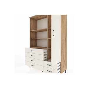 Hyperion Gardrop 7 Raflı 6 Çekmeceli Tek Kapaklı  132x44x195 Çam-aytaşı