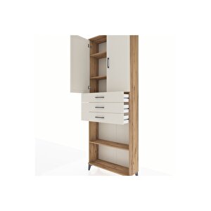 Arges Dolap 4 Raflı 3 Çekmeceli 2 Kapaklı 88x30x243 Çam-aytaşı