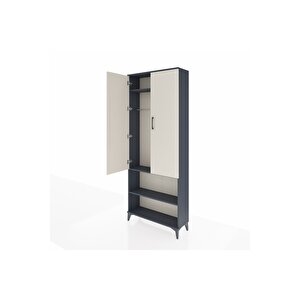 Arges Dolap 3 Raflı 2 Kapaklı Tek Askılı 88x30x221 Antrasit-aytaşı