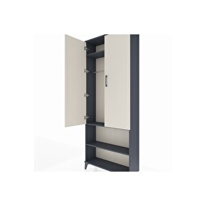 Arges Dolap 3 Raflı 2 Kapaklı Tek Askılı 88x30x221 Antrasit-aytaşı