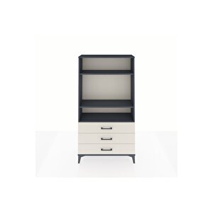 Arges Dolap 3 Raflı 3 Çekmeceli 88x30x163 Antrasit-aytaşı