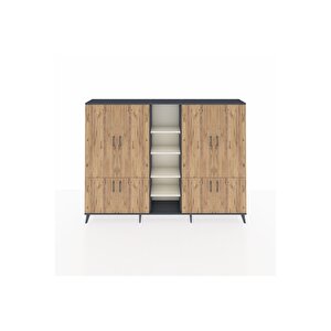 Arges Dolap 14 Raflı 8 Kapaklı 220x30x163 Antrasit-çam/aytaşı