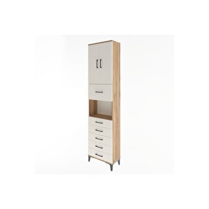 Arges Dolap 3 Raflı 6 Çekmeceli 2 Kapaklı 60x30x243 Çam-aytaşı