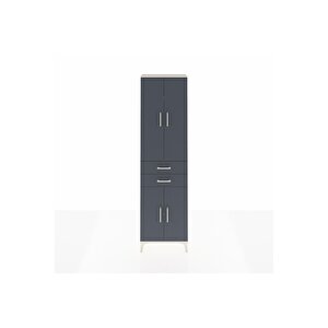 Arges Dolap 3 Raflı 2 Çekmeceli Tek Askılı 60x30x221 Aytaşı-antrasit