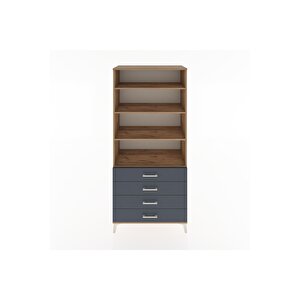 Hyperion Dolap 4 Raflı 4 Çekmeceli 88x44x195 Çam-antrasit