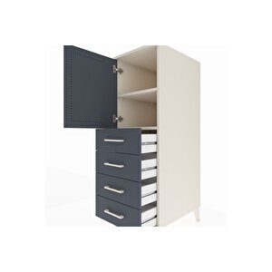 Kronos Dolap 2 Raflı 4 Çekmeceli Tek Kapaklı 44x59x134 Aytaşı-antrasit