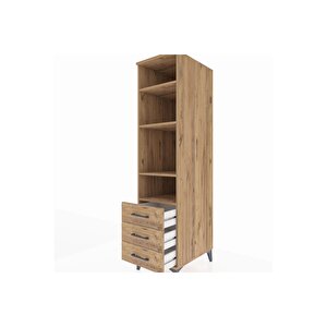 Kronos Dolap 4 Raflı 3 Çekmeceli 44x59x182 Çam-çam