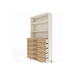 Arges Dolap 3 Raflı 5 Çekmeceli 88x30x182 Aytaşı-çam