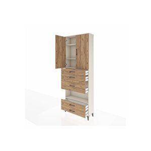 Arges Dolap 4 Raflı 5 Çekmeceli 2 Kapaklı 88x30x243 Aytaşı-çam