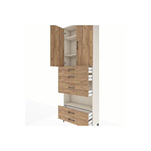 Arges Dolap 4 Raflı 5 Çekmeceli 2 Kapaklı 88x30x243 Aytaşı-çam