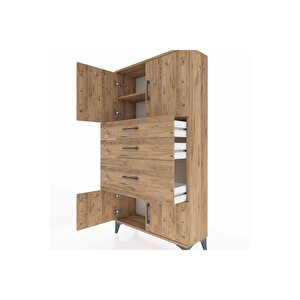 Arges Dolap 2 Raflı 3 Çekmeceli 4 Kapaklı 88x30x163 Çam-çam