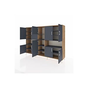 Hyperion Dolap 14 Raflı 10 Kapaklı 220x44x163 Çam-antrasit