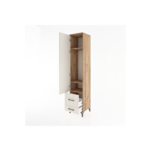 Hyperion Dolap 3 Raflı 2 Çekmeceli Tek Askılı 44x44x221 Çam-aytaşı