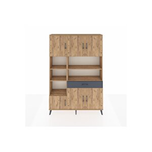 Arges Dolap 10 Raflı Tek Çekmeceli 6 Kapaklı 132x30x195 Çam-çam/antrasit