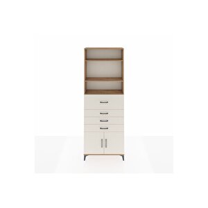 Arges Dolap 4 Raflı 4 Çekmeceli 2 Kapaklı 88x30x243 Çam-aytaşı