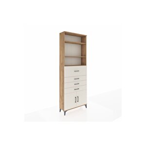 Arges Dolap 4 Raflı 4 Çekmeceli 2 Kapaklı 88x30x243 Çam-aytaşı