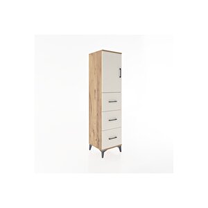 Hyperion Dolap 2 Raflı 3 Çekmeceli Tek Kapaklı 44x44x182 Çam-aytaşı