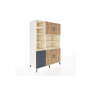 Kronos Dolap 9 Raflı 4 Çekmeceli 4 Kapaklı 132x59x195 Aytaşı-çam/antrasit