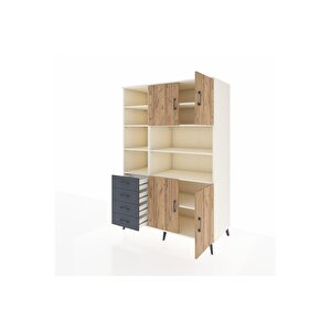 Kronos Dolap 9 Raflı 4 Çekmeceli 4 Kapaklı 132x59x195 Aytaşı-çam/antrasit