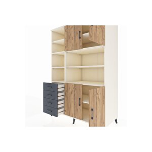 Kronos Dolap 9 Raflı 4 Çekmeceli 4 Kapaklı 132x59x195 Aytaşı-çam/antrasit