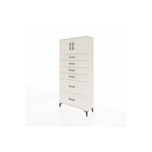 Arges Dolap Tek Raflı 6 Çekmeceli 2 Kapaklı 88x30x182 Aytaşı-aytaşı
