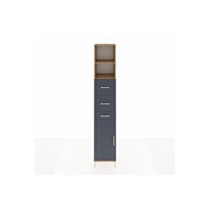 Hyperion Dolap 3 Raflı 3 Çekmeceli Tek Kapaklı 44x44x243 Çam-antrasit