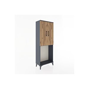 Arges Dolap Tek Raflı 2 Kapaklı Tek Askılı 60x30x163 Antrasit-çam