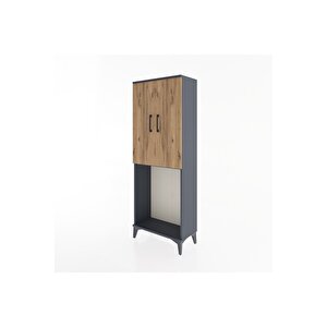 Arges Dolap Tek Raflı 2 Kapaklı Tek Askılı 60x30x163 Antrasit-çam