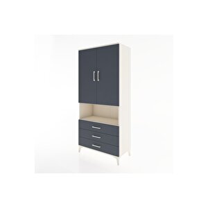 Hyperion Dolap 2 Raflı 3 Çekmeceli Tek Askılı 88x44x195 Aytaşı-antrasit