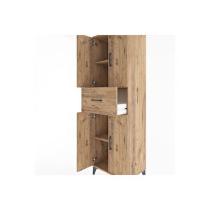 Hyperion Dolap 3 Raflı Tek Çekmeceli 4 Kapaklı 60x44x195 Çam-çam