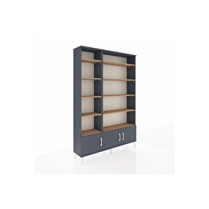 Arges Dolap 10 Raflı 3 Kapaklı 132x30x195 Antrasit-antrasit/çam