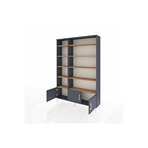 Arges Dolap 10 Raflı 3 Kapaklı 132x30x195 Antrasit-antrasit/çam