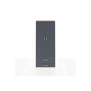 Arges Dolap 4 Raflı 2 Çekmeceli 2 Kapaklı 88x30x221 Çam-antrasit