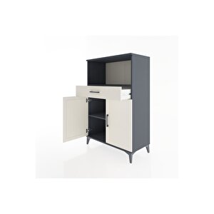 Hyperion Dolap 2 Raflı Tek Çekmeceli 2 Kapaklı 88x44x134 Antrasit-aytaşı