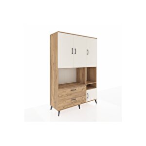 Hyperion Dolap 7 Raflı 2 Çekmeceli 4 Kapaklı 132x44x195 Çam-aytaşı/çam